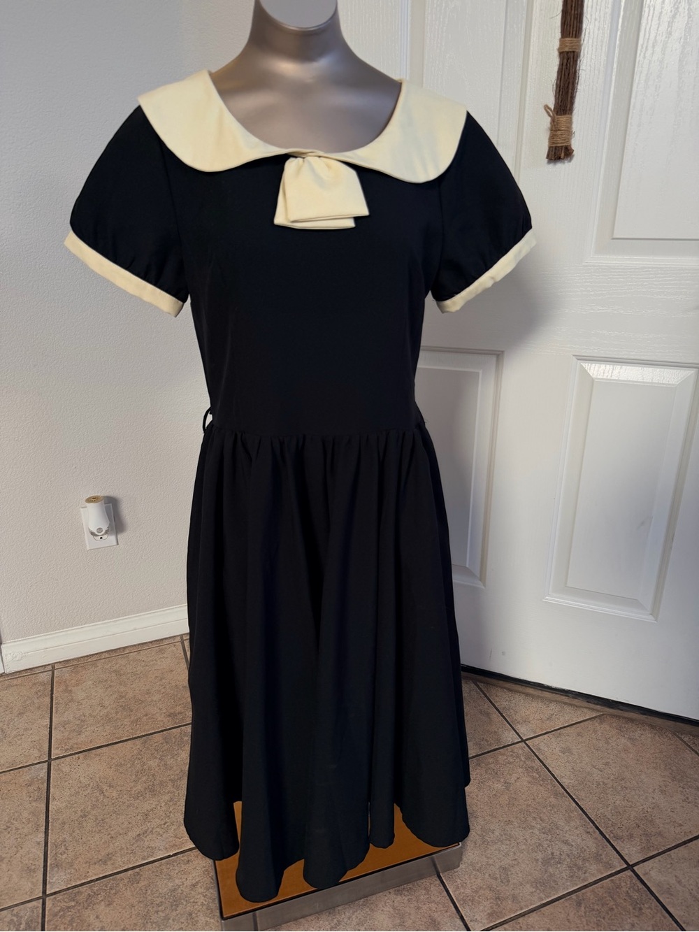 Lindy Bop Black Dress with Cream Peter Pan Collar